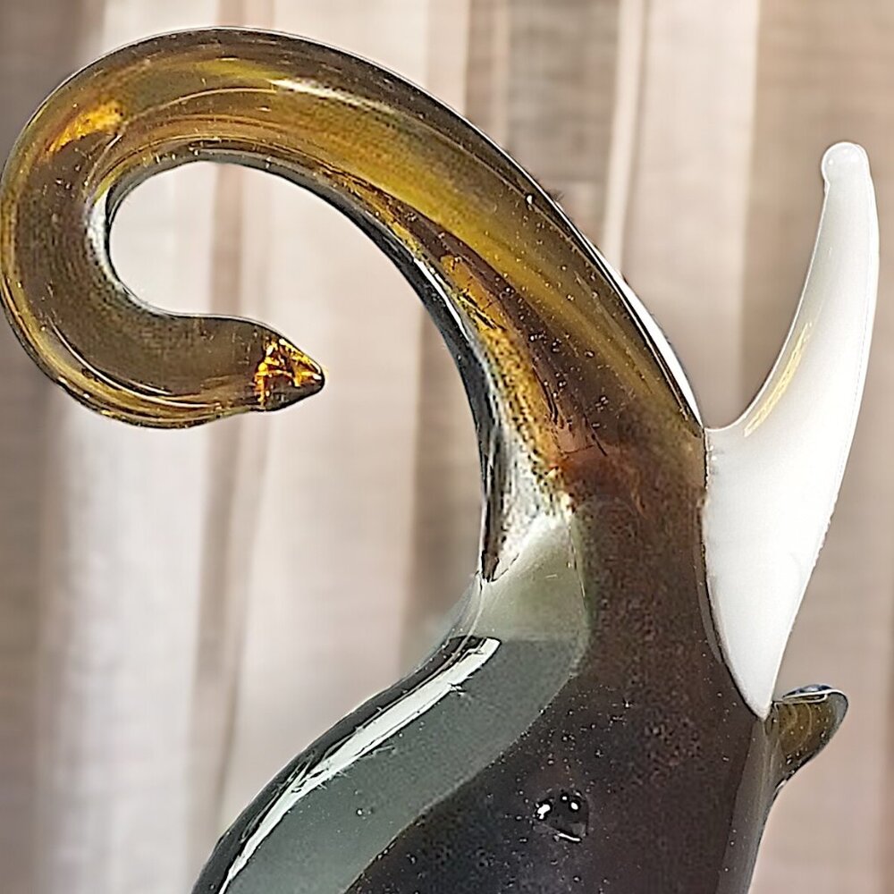 Murano Handblown Green Glass Elephant Figure W/Good Luck White Upward Tusk - Picture 7 of 16